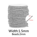 DIY Edelstahl-Perlenkette in Silber für Schmuckherstellung, 1,5mm Breite und 2mm Perlen - Breite 1.5mm / Stahlfarbe