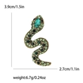 Spilla vintage a forma di serpente con strass verdi, dimensioni 3,9 cm per 2,7 cm - Verde