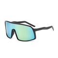 Cycling sunglasses with matte black frame and blue-green gradient mirrored lenses - One Size / Black Frame Gold Mirror Lens