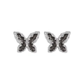 Vintage style S925 sterling silver butterfly stud earrings with textured silver finish - 925 Silver / Silver Black
