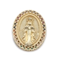 Colgante Virgen María dorado con borde de corazón de circonita y grabado de 1830 - CX116-6
