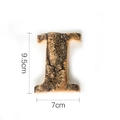 Natural wood letter I ornament with authentic bark texture for rustic home decor - Letter I