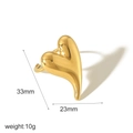 Polished gold heart-shaped stainless steel open ring with 33mm height measurements - Large Gold Solid Heart (TR4294)