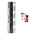 Colorful Happy Birthday wrapping paper set with three rolls and assorted foil gift stickers - 3-Piece Set (With Seal Stickers) / 43*300cm*3 Rolls