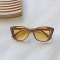 Kids vintage cat-eye sunglasses with coffee frame and yellow transparent lenses - Khaki