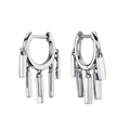S925 silver hoop earrings featuring geometric vertical bars with a polished finish - White Gold