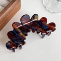Grande pince à cheveux en acétate avec motif rétro rouge et bleu au style français - Arc-en-ciel