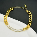 Elegantes goldenes Gliederkettenarmband mit Zirkonia-Steinen im Baguetteschliff - Gold
