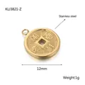 Colgante moneda china dorada en acero inoxidable con agujero cuadrado 12mm 1g - Oro (KLJ3821-Z)