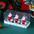 Tre candele a forma di Babbo Natale in una confezione regalo Merry Christmas con coperchio - Babbo Natale e Bastoncino di Zucchero Confezione da 3