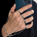 S1111-F-Gothic Glossy Five-finger Link Chain Ring