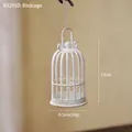 Vintage white metal birdcage hanging ornament with distressed gold finish, size 13cm x 6.5cm - Birdcage