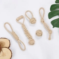 Five-piece natural cotton rope dog chew toy set including bone and ball shapes - 5-Piece Set 570g
