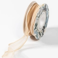 Champagne translucent organza ribbon with white pearl edges for flower bouquet packing - 40mm*10 Yards / Pearl Fishtail Yarn (Milk Tea)