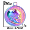 Detailed view of rainbow skull pendant showing dimensions 24x20mm and 3.6g weight - Rainbow Color (Pendant Only)
