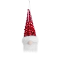 Gnomo di Natale appeso con cappello di paillettes rosse e luci LED scintillanti - Rosso