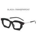Octagonal black framed sports sunglasses with transparent lenses and two-tone temples - Black Frame Clear Lens