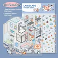 3D PET sticker set in Blue Dormitory theme with background card for DIY crafting - Simno 8.0 Blue Dormitory