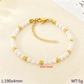 Elegant glass bead and gold bead woven bracelet with lobster clasp, 190x4mm size - 4mm Gold (KB207031-Z)