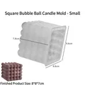 Stampo in silicone a cubetti di bolle per candele con candela di perle marroni su bianco - Cubo Quadrato - Piccolo / Bianco Semitrasparente