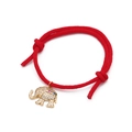 Red braided rope bracelet with golden elephant pendant and colorful cubic zirconia - Gold Elephant Red Braided Rope