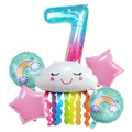 Rainbow cloud tassel balloon set with large gradient number 7 for birthday party - Number 7 Set