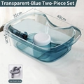 Transparent blue portable shampoo basin for bedridden care with drain pipe, 48x35x14cm - Transparent Blue + Silicone Pad