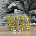 Set di ornamenti natalizi a stella 3D dorati con finitura metallica e cordini - Stella a Otto Punte 3D Dorata (12 pz/6cm)