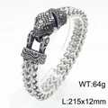 Silver woven 304 stainless steel snake head bracelet, 215x12mm size and 64g weight - Snake Style (KB179515-MZOZ)