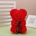 Handmade red rose bear for Valentine's gift with a Just for you black ribbon bow - 23CM Naked Bear (Without Box) / Red