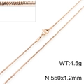 Rose gold stainless steel snake bone chain necklace, 550mm x 1.2mm with lobster clasp - Rose Gold 550x1.2mm(KN203664-Z)