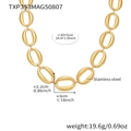 Macro view of polished 18k gold plated oval link chain with stainless steel specs - 43+5cm / Gold Necklace