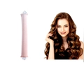 Detailed view of pink heatless hair curler with secure hooks and long wavy styling effect - 1-Pack Apricot Pink