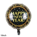 Ballon Happy New Year 18 pouces en aluminium noir et doré avec motifs d'étoiles - 18 Pouces Pois du Nouvel An Marron