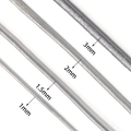 Silver round cowhide leather cords in 1mm, 1.5mm, 2mm, and 3mm diameters for DIY crafts - Silver