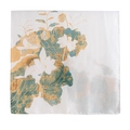 Elegant white silk scarf with blue-green lotus pattern for beach and sun protection - White Lotus (FH24-5952-1) / 85x180cm