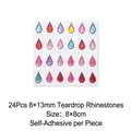 Self-adhesive teardrop crystal stickers in various colors for DIY crafts 24pcs set - 24 Pcs 8x13mm Teardrop Stickers