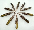 Tiger eye crystal hexagonal prism pendants with vintage bronze caps in circular layout - Antique Bronze Tiger Eye