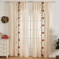 Christmas lace curtains with bell embroidery in cream white sheer fabric for window decor - 140*100cm / Christmas Candle Bell