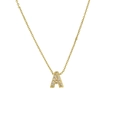 Classic 18k gold plated necklace featuring a micro-paved zircon letter A pendant - Letter A