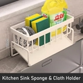 White stainless steel kitchen sink caddy with sloped drain tray for sponge storage - Standard Model (No Bar) / White