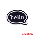 Hello speech bubble embroidery patch in black and white finish for DIY jackets, 5.3x3.8cm - HELLO Bubble/5.3x3.8cm