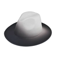 Detailed top view of a black and white gradient wool felt fedora with a wide brim for style - Adult 56-60cm / Black Gradient