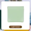 Portable light green PU leather jewelry pouch with automatic closure spring metal clip - 8*8cm / Light Green