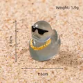 Luminous gray translucent duck with sunglasses and gold chain, 1.6cm DIY micro landscape figurine - Gray