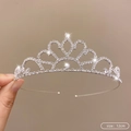 Silver rhinestone crown headband with heart pattern in 12cm size for elegant girls - 4# Big Heart Headband (12cm)