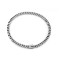 Hip hop style silver Cuban link bracelet with CNC set diamonds and pavé clasp lock - Silver Color Necklace (KN198620-KFC)