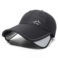 Quick-dry baseball cap with retractable sun visor and breathable mesh panels in black - One Size(Adjustable) / Black
