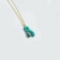 Gold plated balloon pendant necklace with turquoise enamel letter A in lava style - Letter A