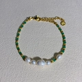 Detail der Barockperlenkette mit bunten Perlen und verstellbarer Goldkette - 2# Armband (Mehrfarbige facettierte Perlen)